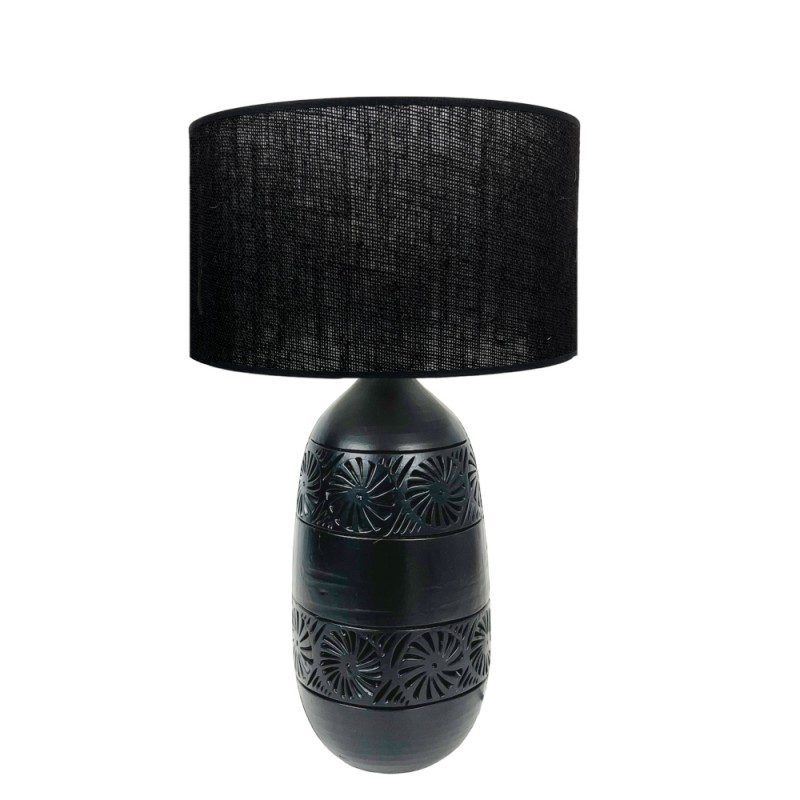 LAMPE KÉO NOIR MOTIF MAYA ABAT JOUR JUTE