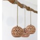 SUSPENSION BOULE TERRE CUITE - Câble jute tressé